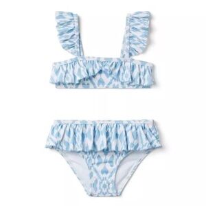 Janie and Jack Light Blue Patterned Kids Bikini